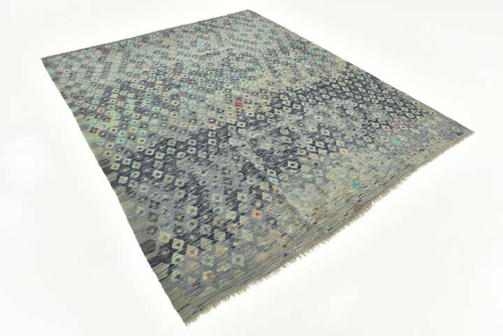 6' 8 x 8' 3 Hand Woven Kilim Maymana Wool Rug