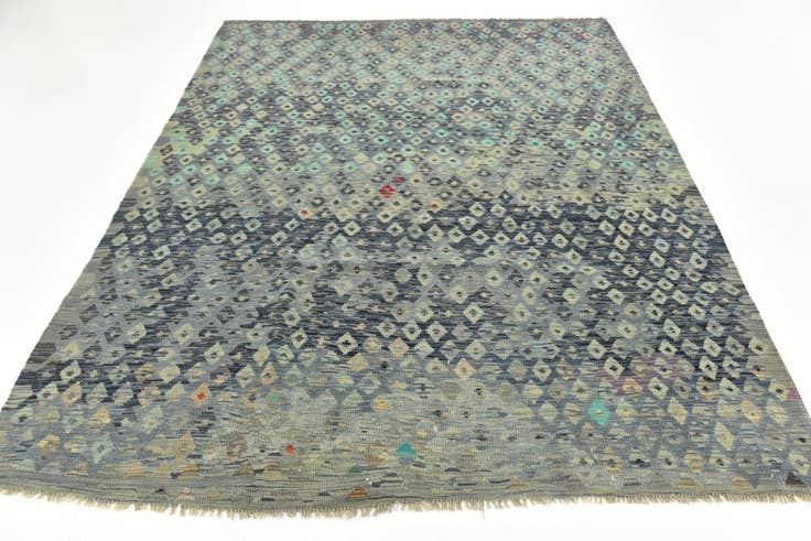 Detail image of 6' 8 x 8' 3 Hand Woven Kilim Maymana Wool Rug
