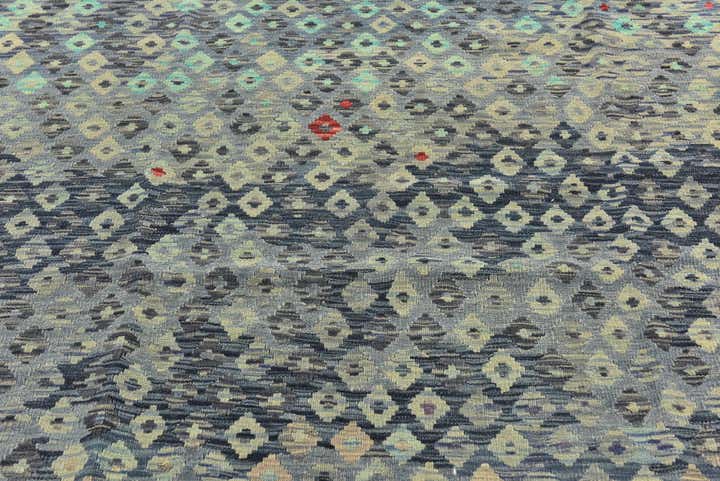 6' 8 x 8' 3 Hand Woven Kilim Maymana Wool Rug