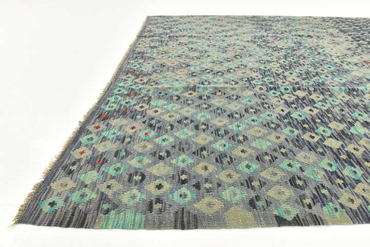 6' 8 x 8' 3 Hand Woven Kilim Maymana Wool Rug
