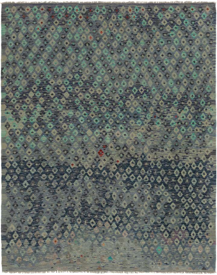 6' 8 x 8' 3 Hand Woven Kilim Maymana Wool Rug