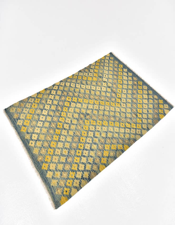 Detail image of 3' 4 x 5' Hand Woven Kilim Modern Wool Rug