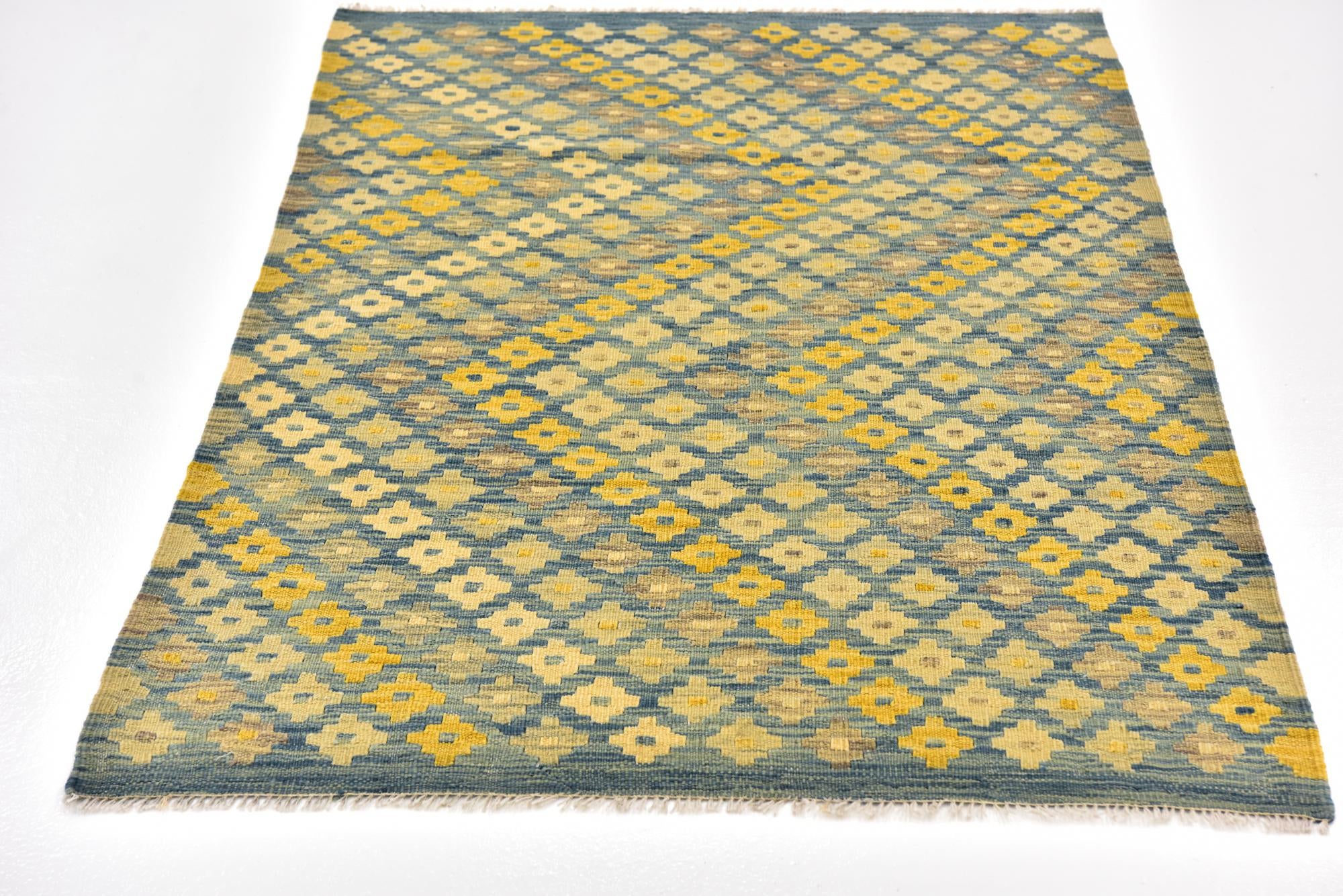 3' 4 x 5' Hand Woven Kilim Modern Wool Rug