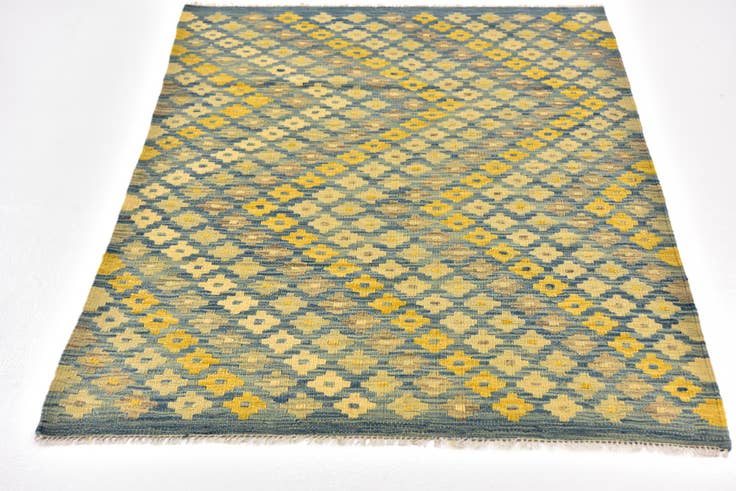 Detail image of 3' 4 x 5' Hand Woven Kilim Modern Wool Rug