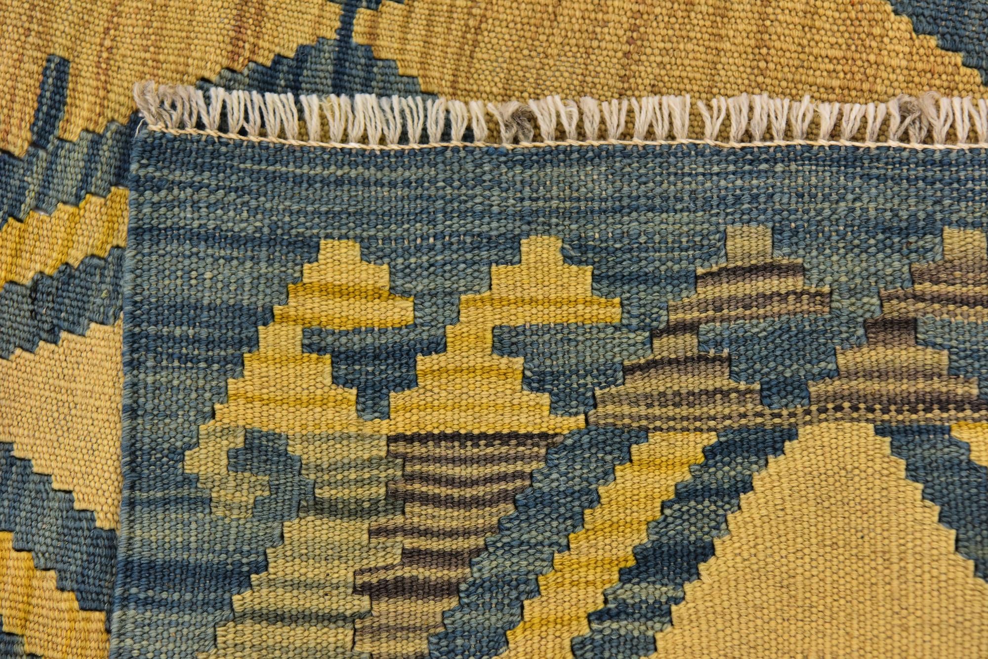 3' 4 x 4' 10 Hand Woven Kilim Modern Wool Rug