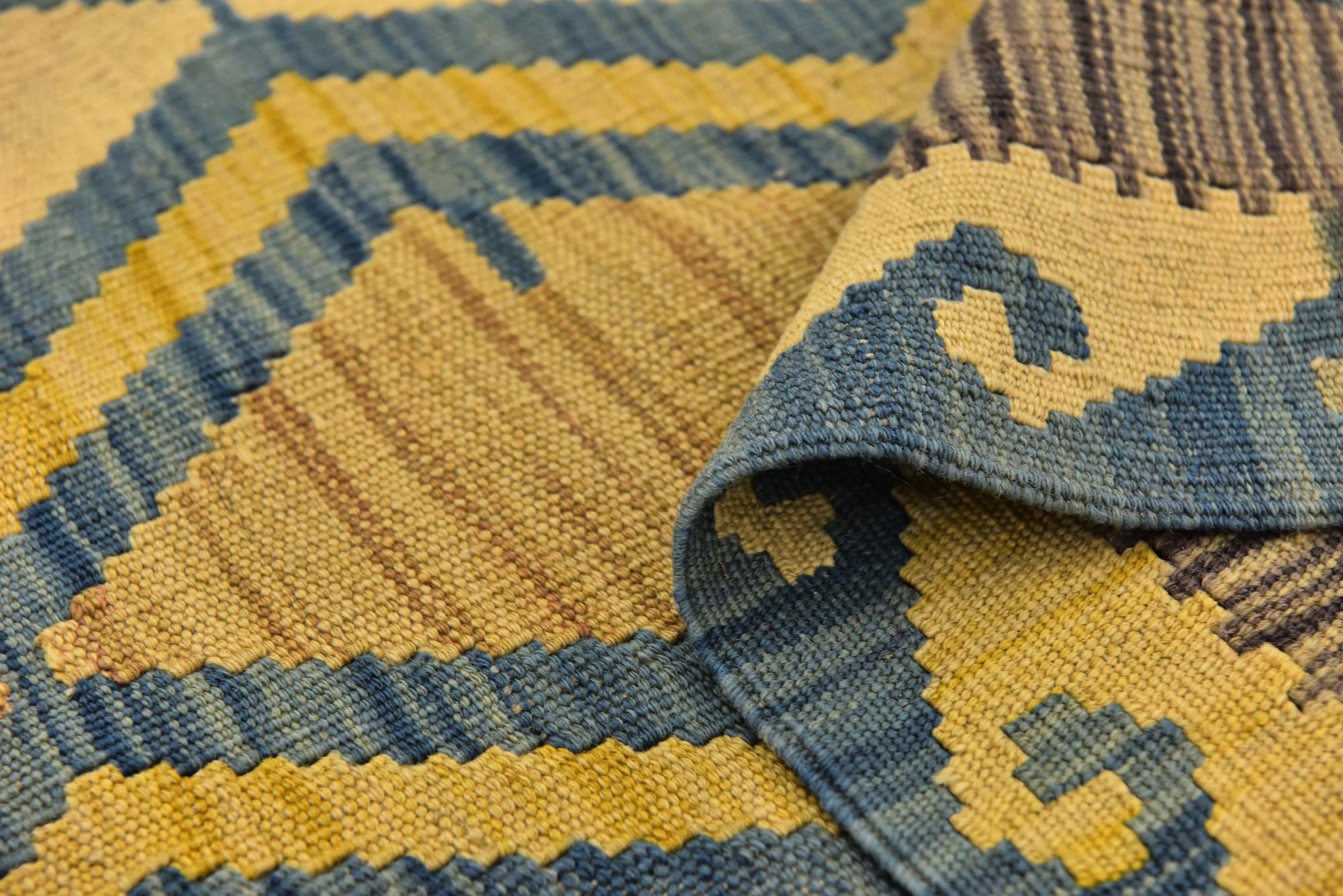 3' 4 x 4' 10 Hand Woven Kilim Modern Wool Rug
