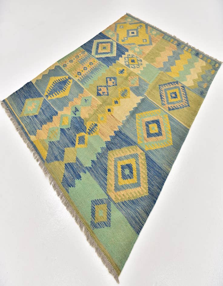 Detail image of 5' 9 x 8'  Hand Woven Kilim Modern Wool Rug