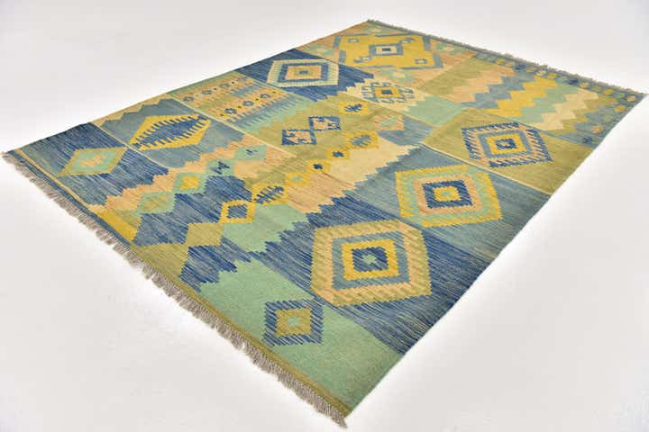 5' 9 x 8' Hand Woven Kilim Modern Wool Rug