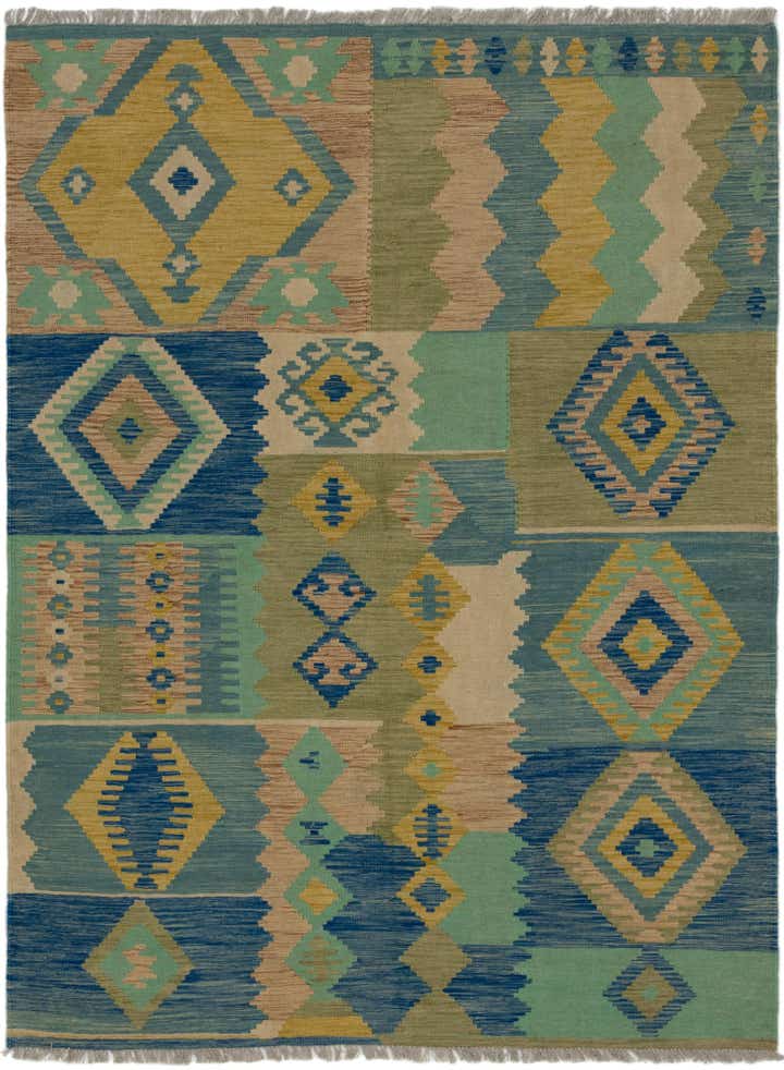 5' 9 x 8' Hand Woven Kilim Modern Wool Rug