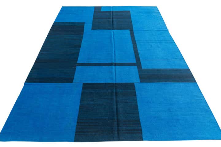 7' x 9' 4 Hand Woven Kilim Modern Wool Rug