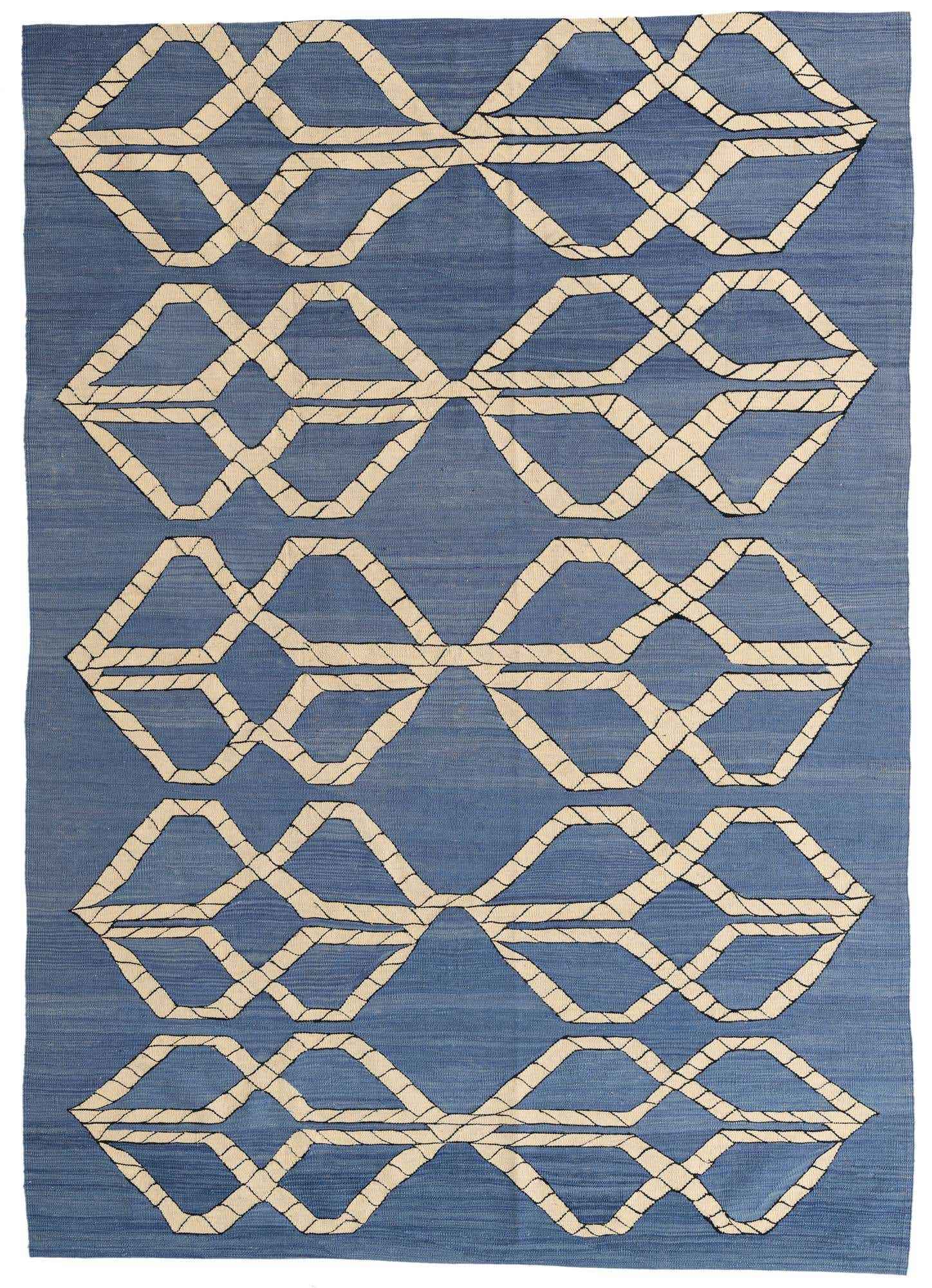 6' 8 x 9' 5 Hand Woven Kilim Modern Wool Rug