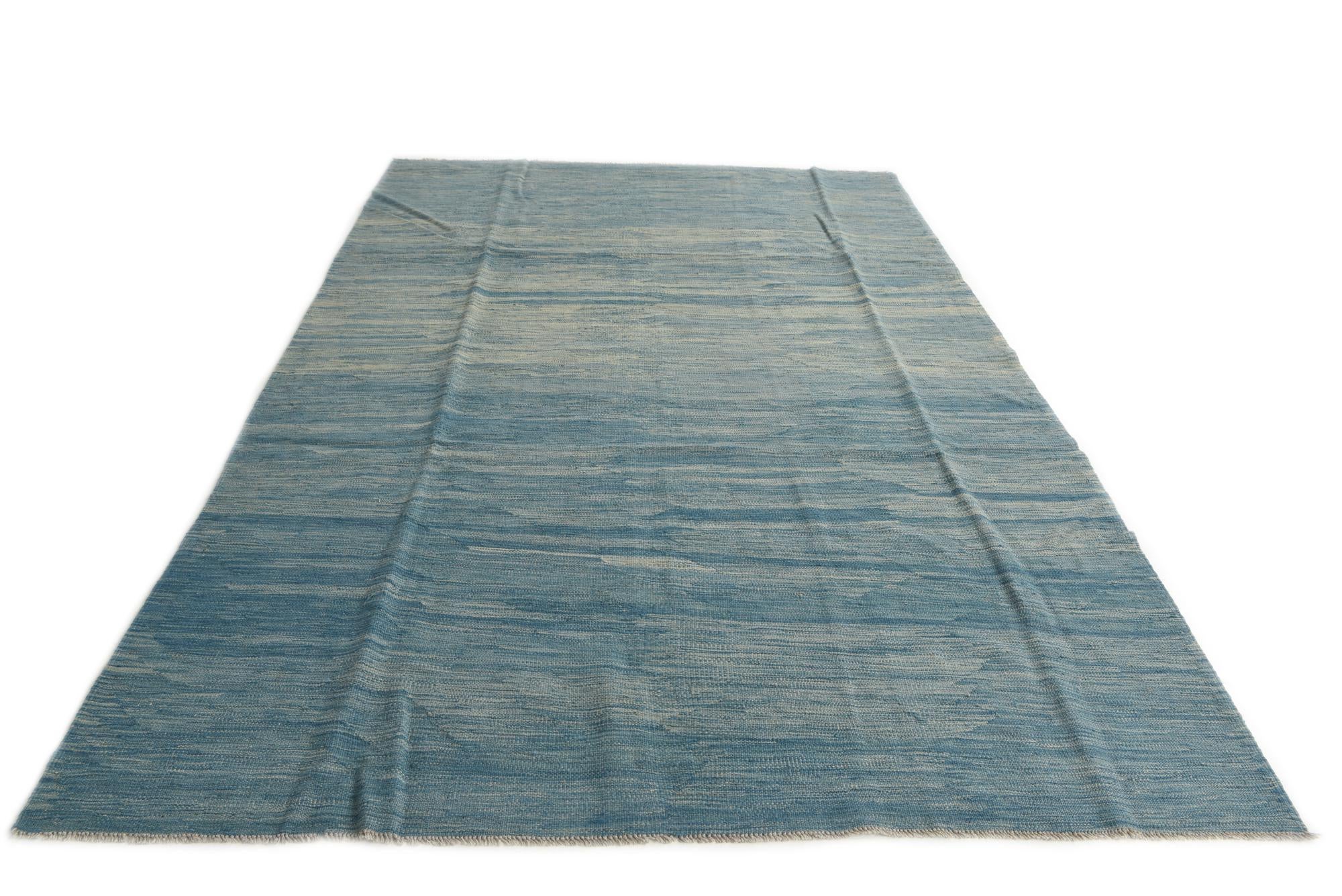 6' 3 x 9' 5 Hand Woven Kilim Modern Wool Rug