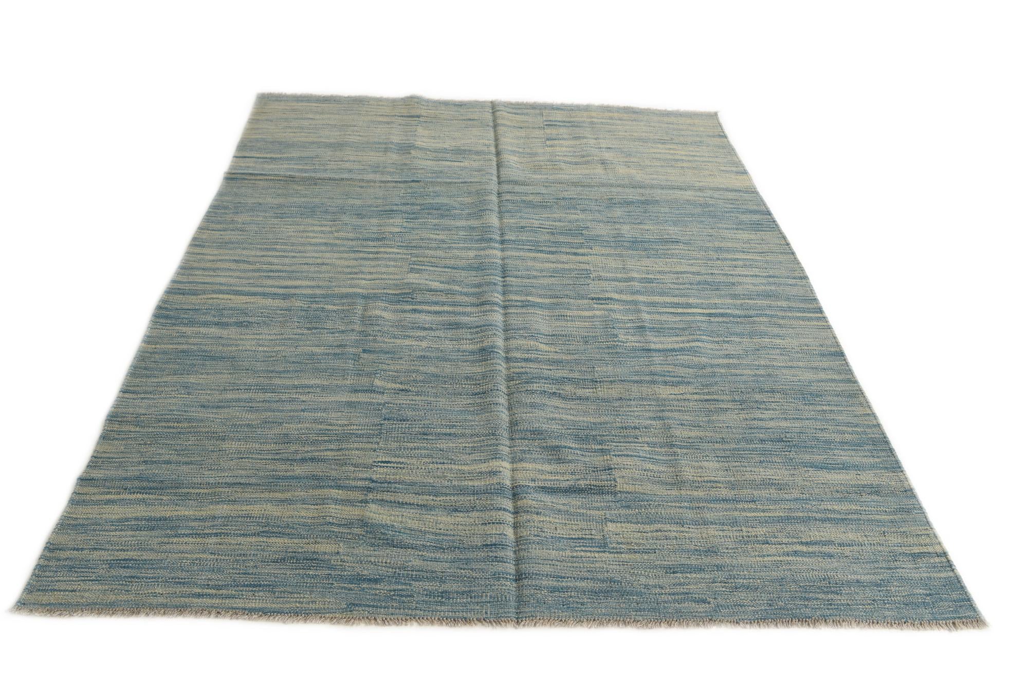 5' x 6' 6 Hand Woven Kilim Modern Wool Rug