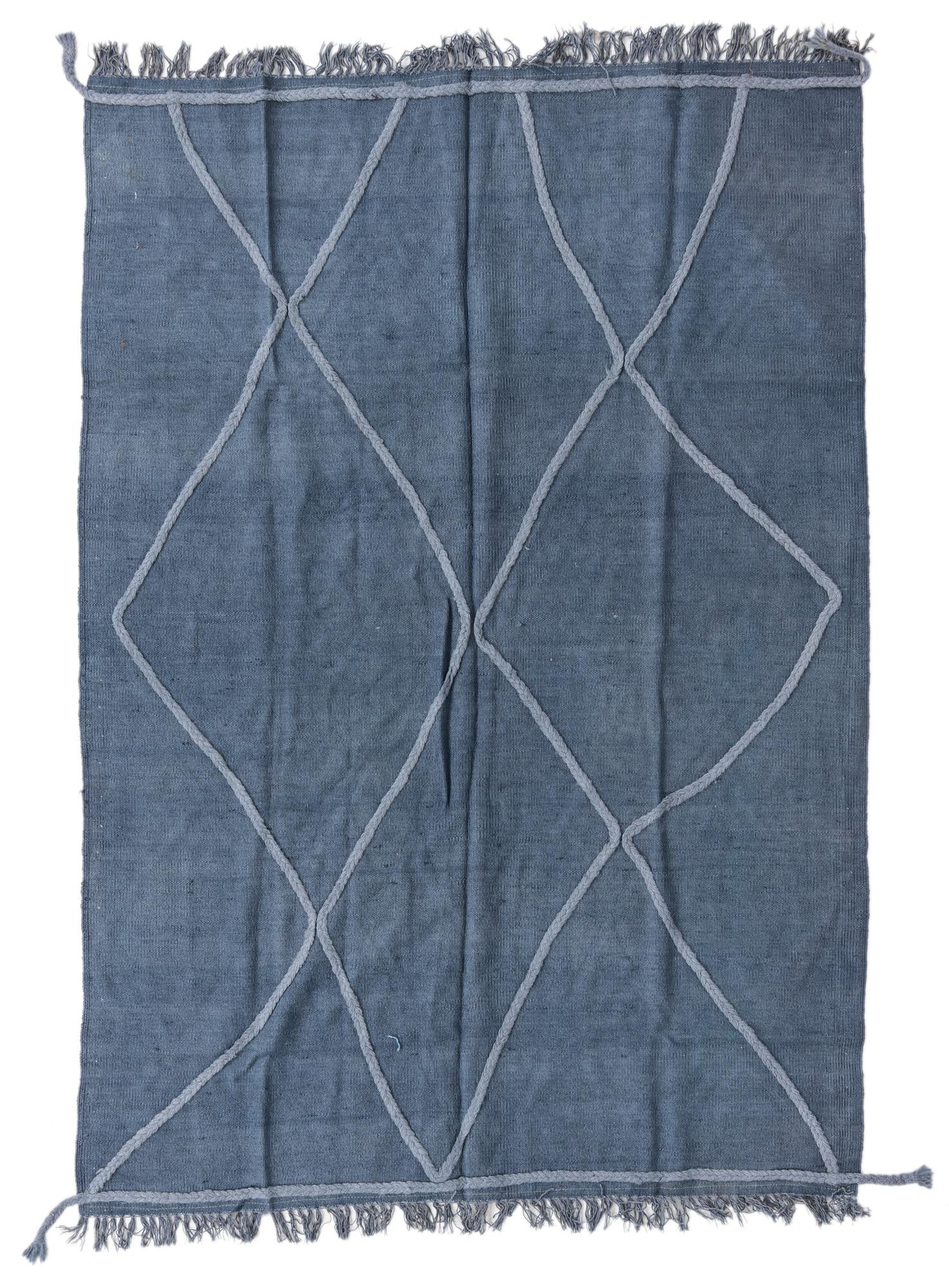 4' 8 x 6' 8 Hand Woven Kilim Modern Wool Rug