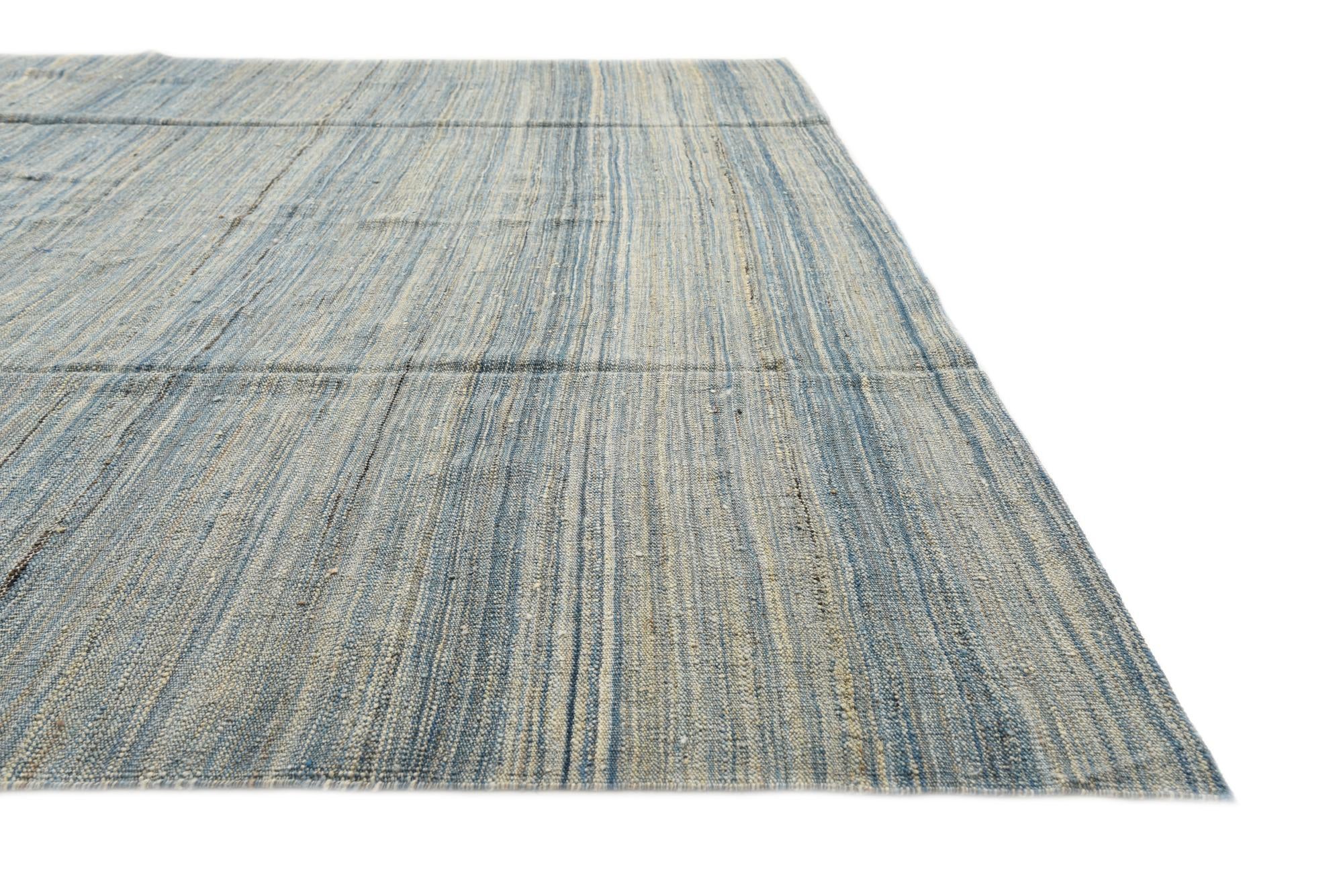 9' 1 x 11' 4 Hand Woven Kilim Modern Wool Rug