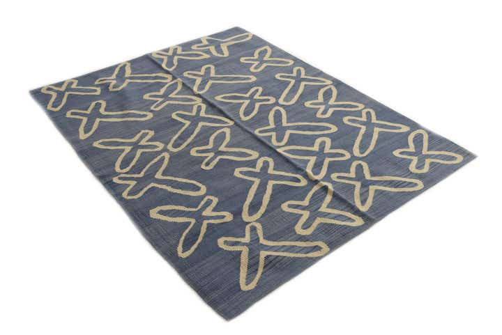 5' 3 x 6' 5 Hand Woven Kilim Modern Wool Rug