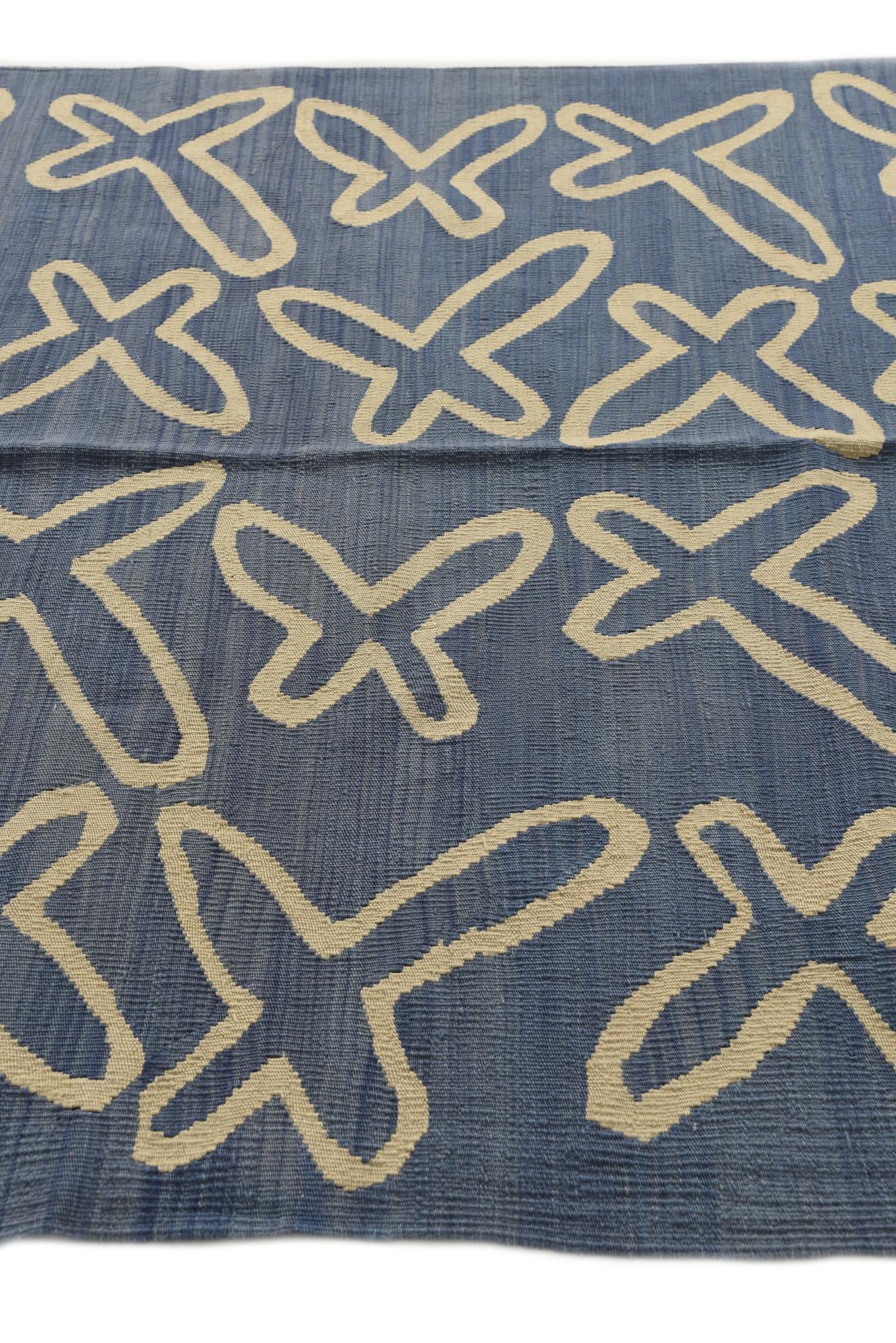 5' 3 x 6' 5 Hand Woven Kilim Modern Wool Rug