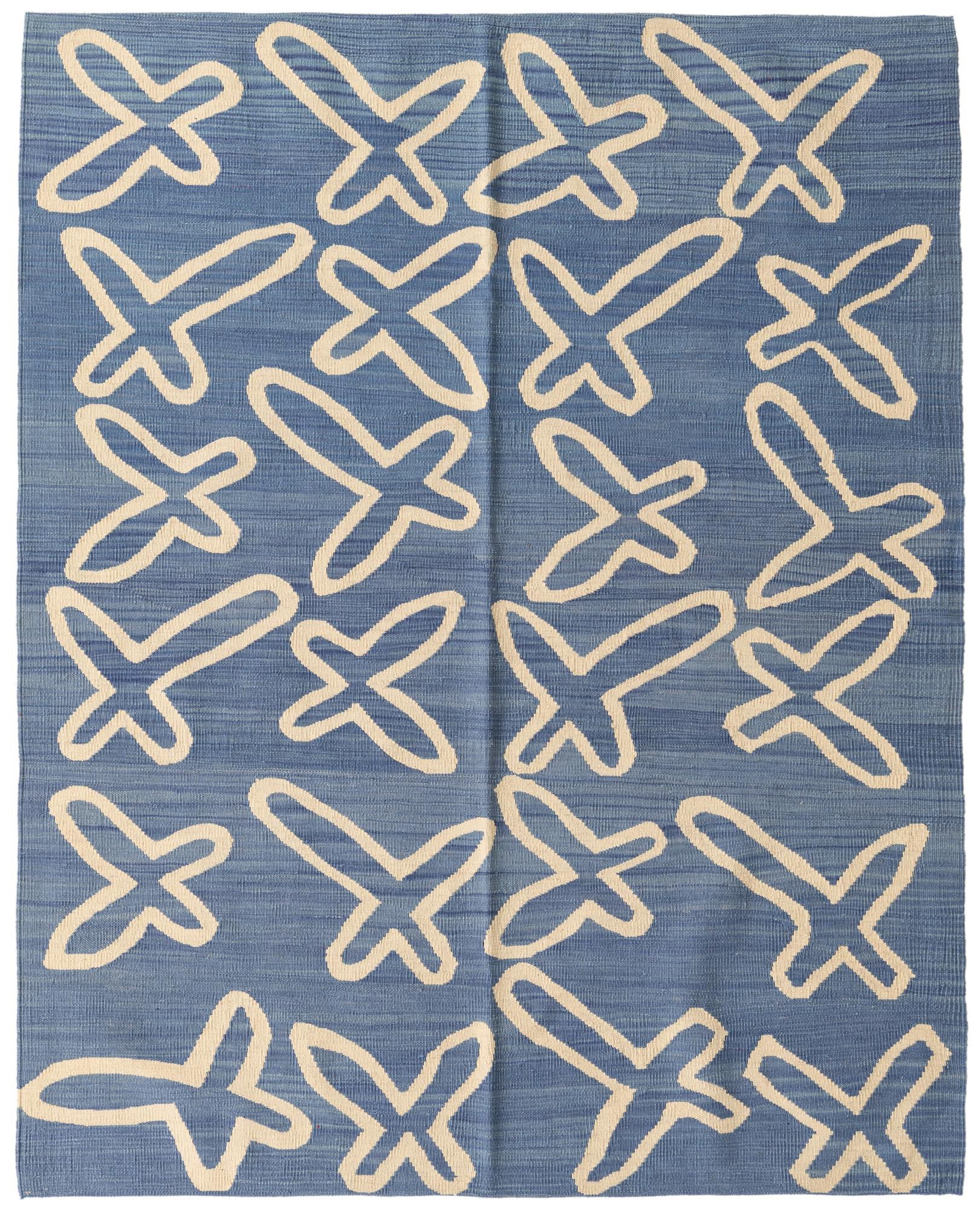 5' 3 x 6' 5 Hand Woven Kilim Modern Wool Rug