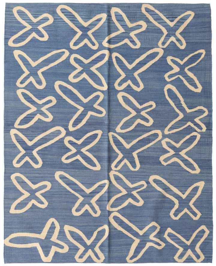5' 3 x 6' 5 Hand Woven Kilim Modern Wool Rug