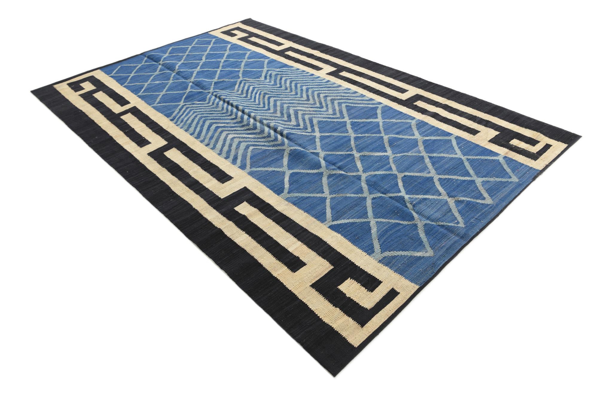 6' 6 x 9' 10 Hand Woven Kilim Modern Wool Rug