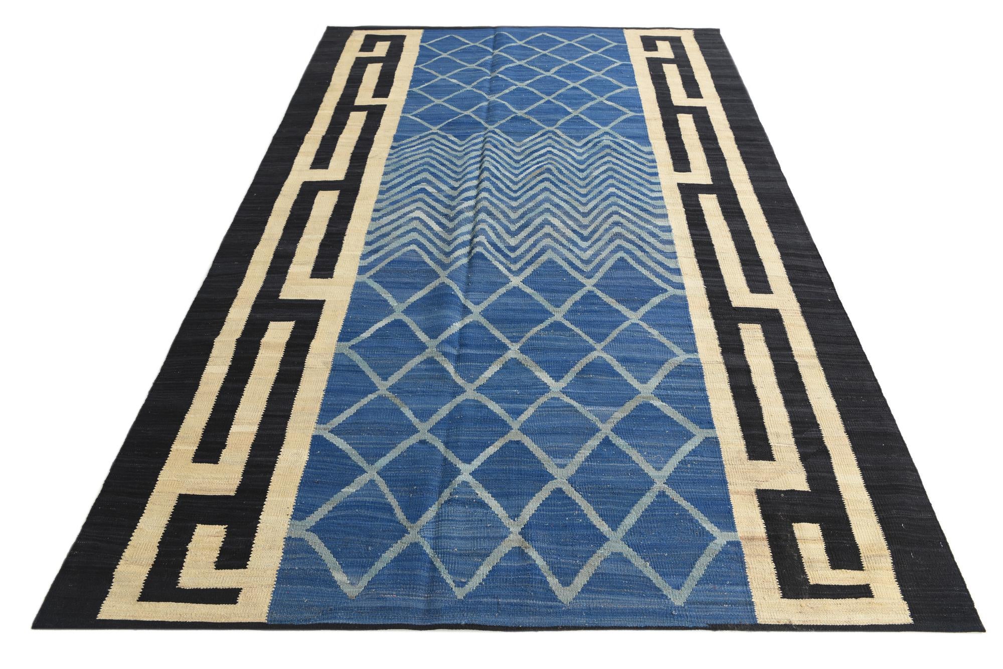 6' 6 x 9' 10 Hand Woven Kilim Modern Wool Rug