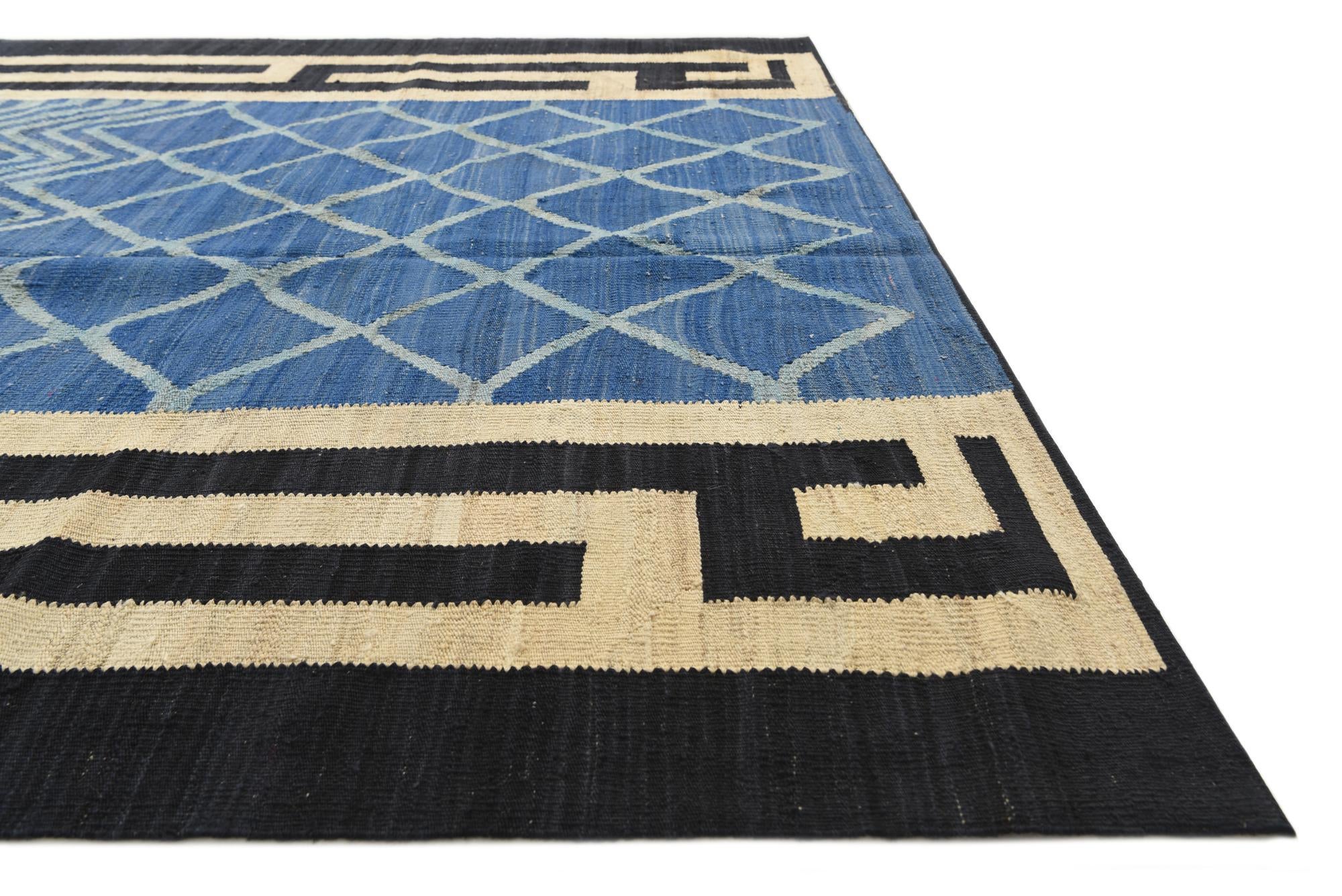 6' 6 x 9' 10 Hand Woven Kilim Modern Wool Rug