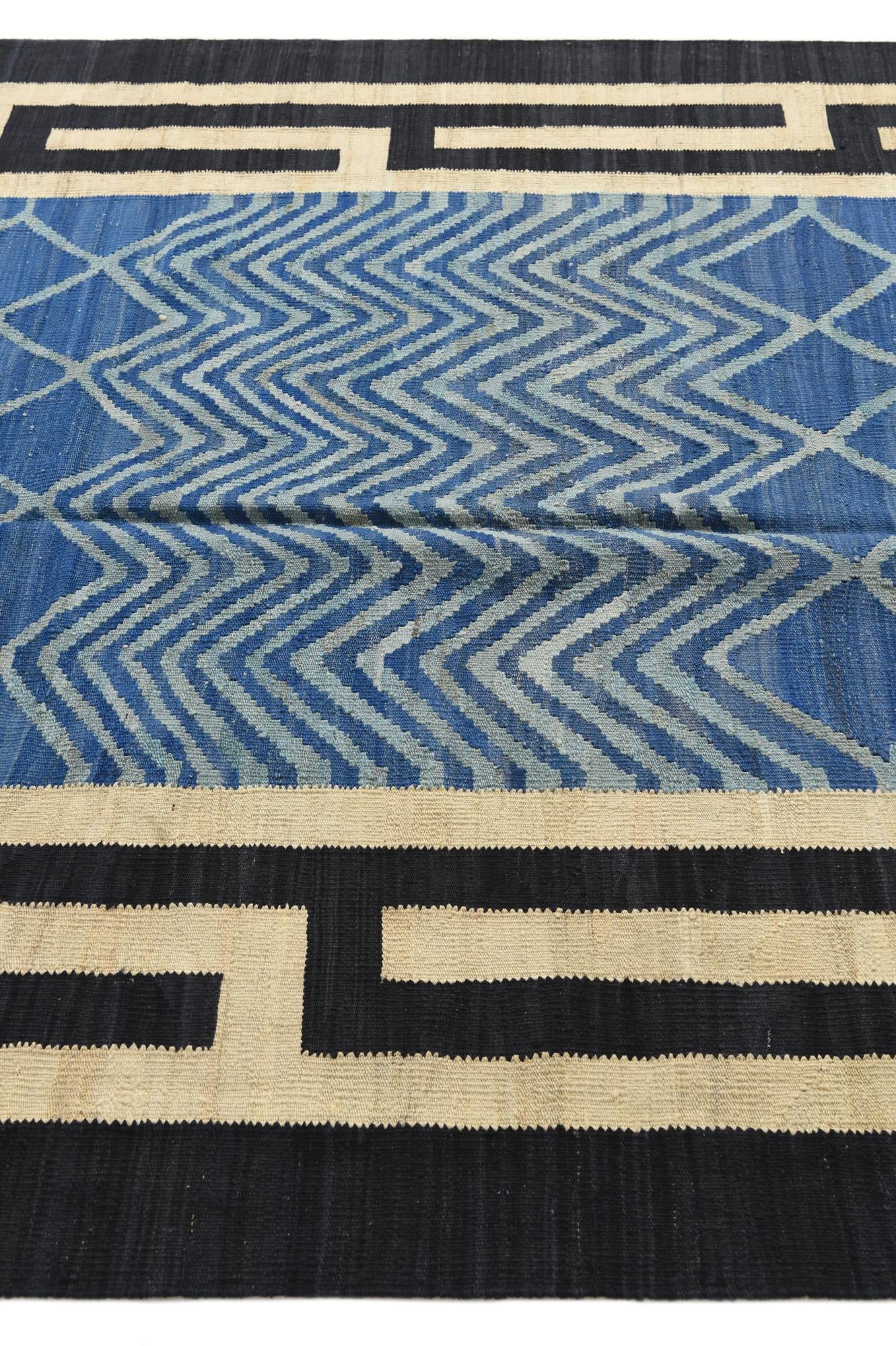 6' 6 x 9' 10 Hand Woven Kilim Modern Wool Rug