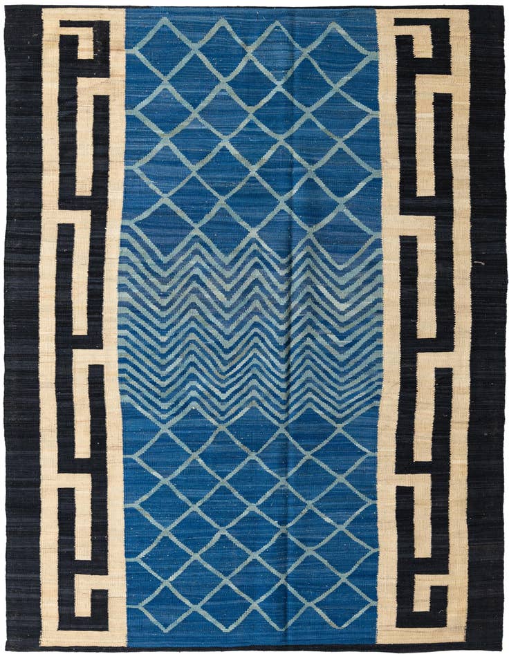 Detail image of 6' 6 x 9' 10 Hand Woven Kilim Modern Wool Rug