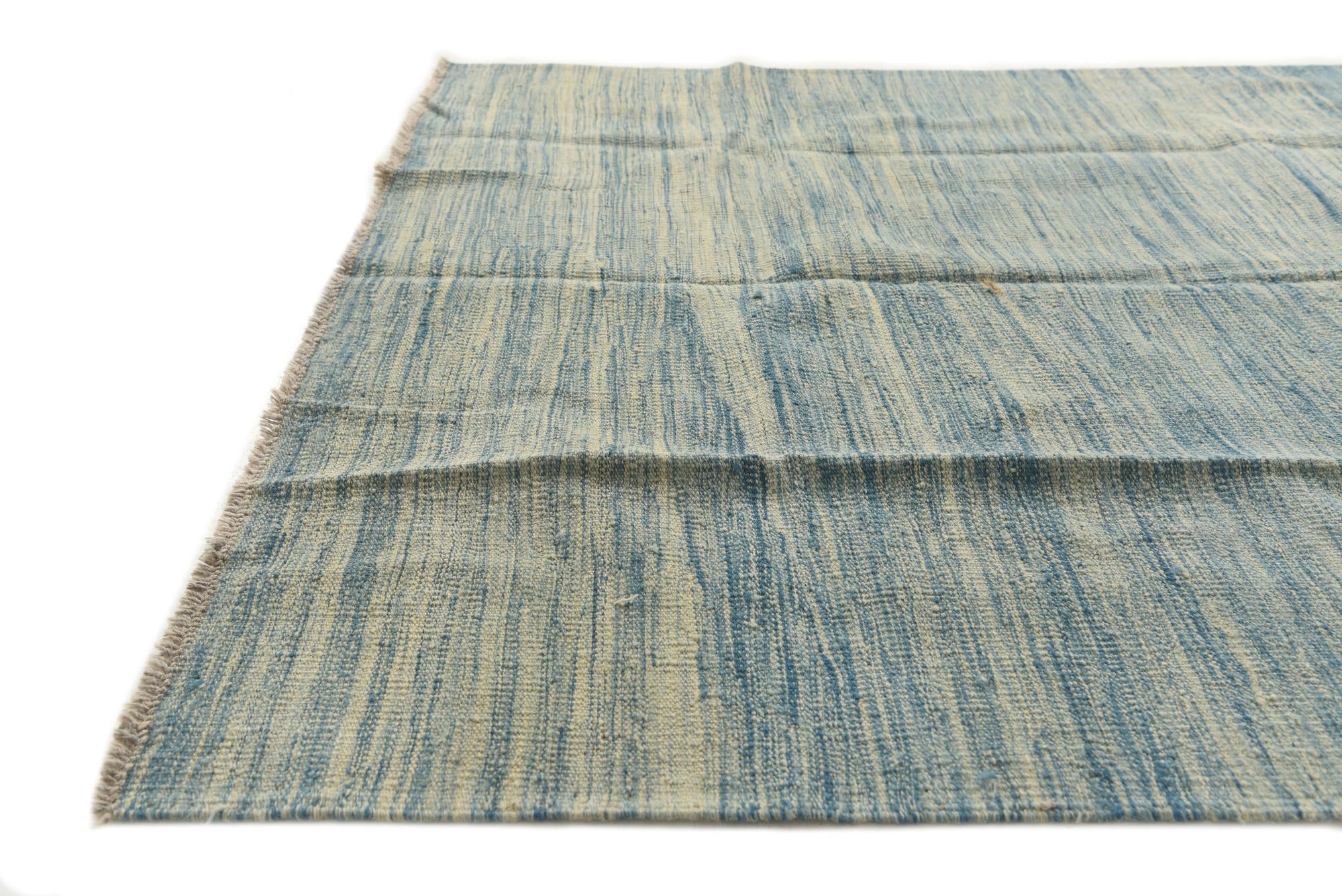 4' 2 x 6' 4 Hand Woven Kilim Modern Wool Rug