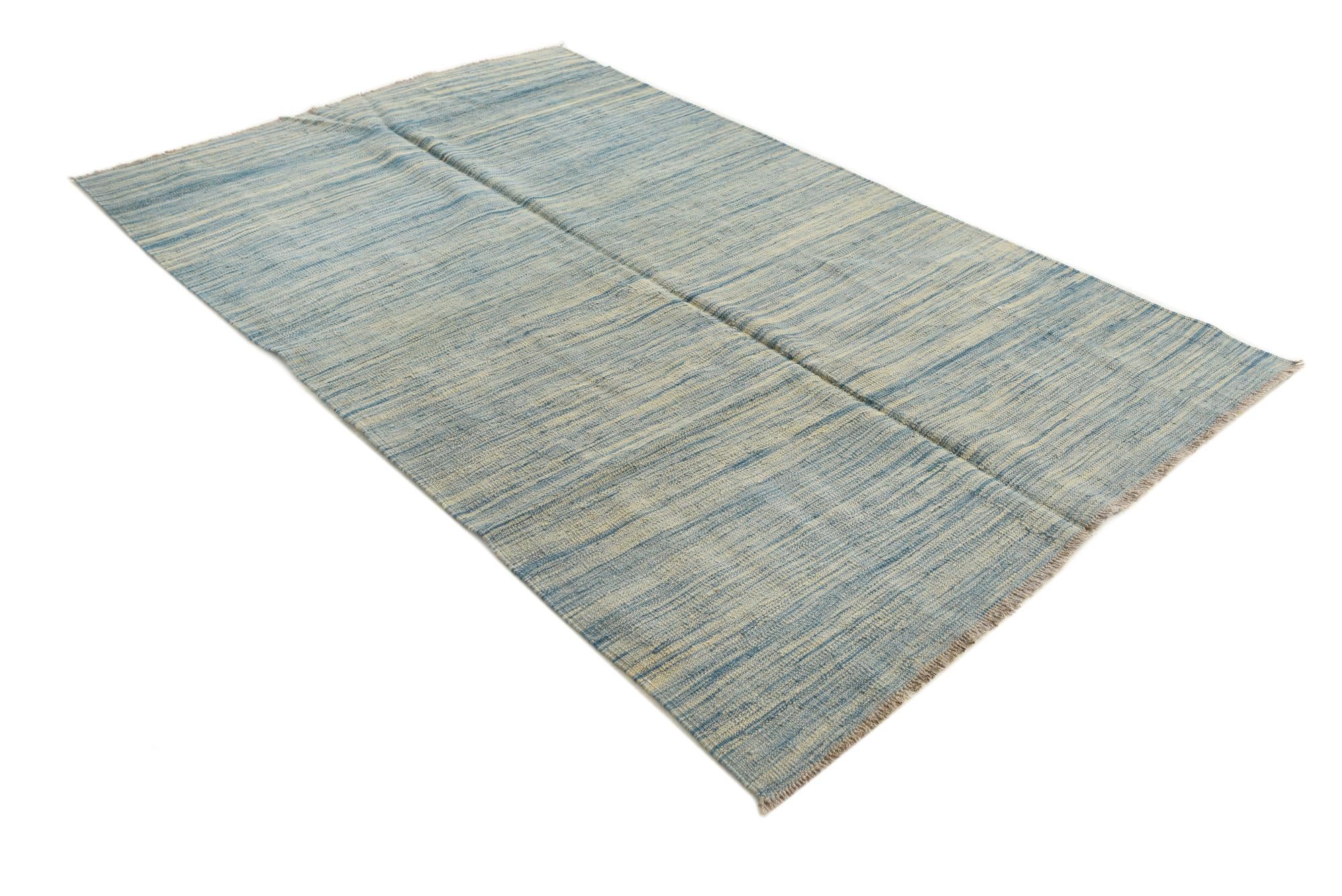 4' x 6' 4 Hand Woven Kilim Modern Wool Rug