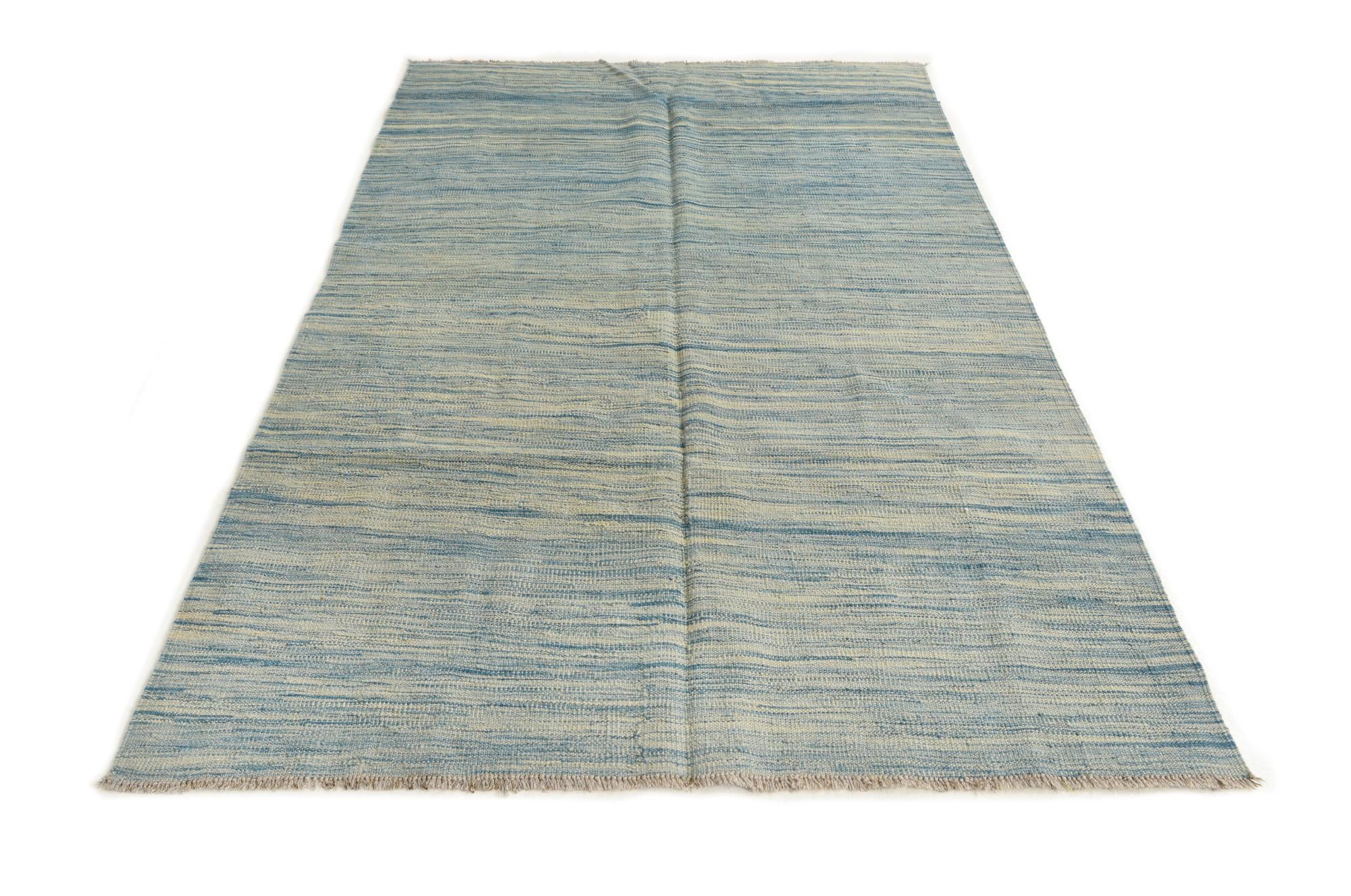 4' x 6' 4 Hand Woven Kilim Modern Wool Rug