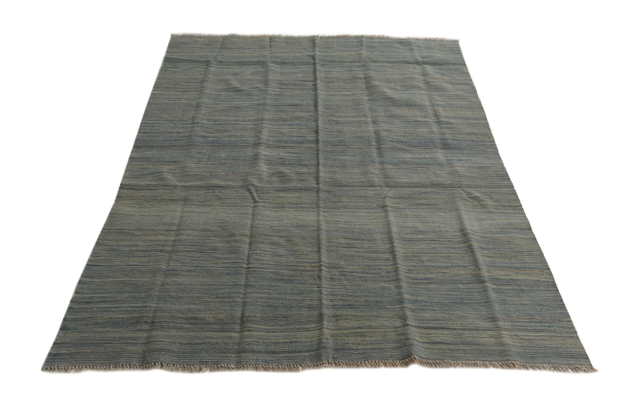 5' 5 x 8' Hand Woven Kilim Modern Wool Rug