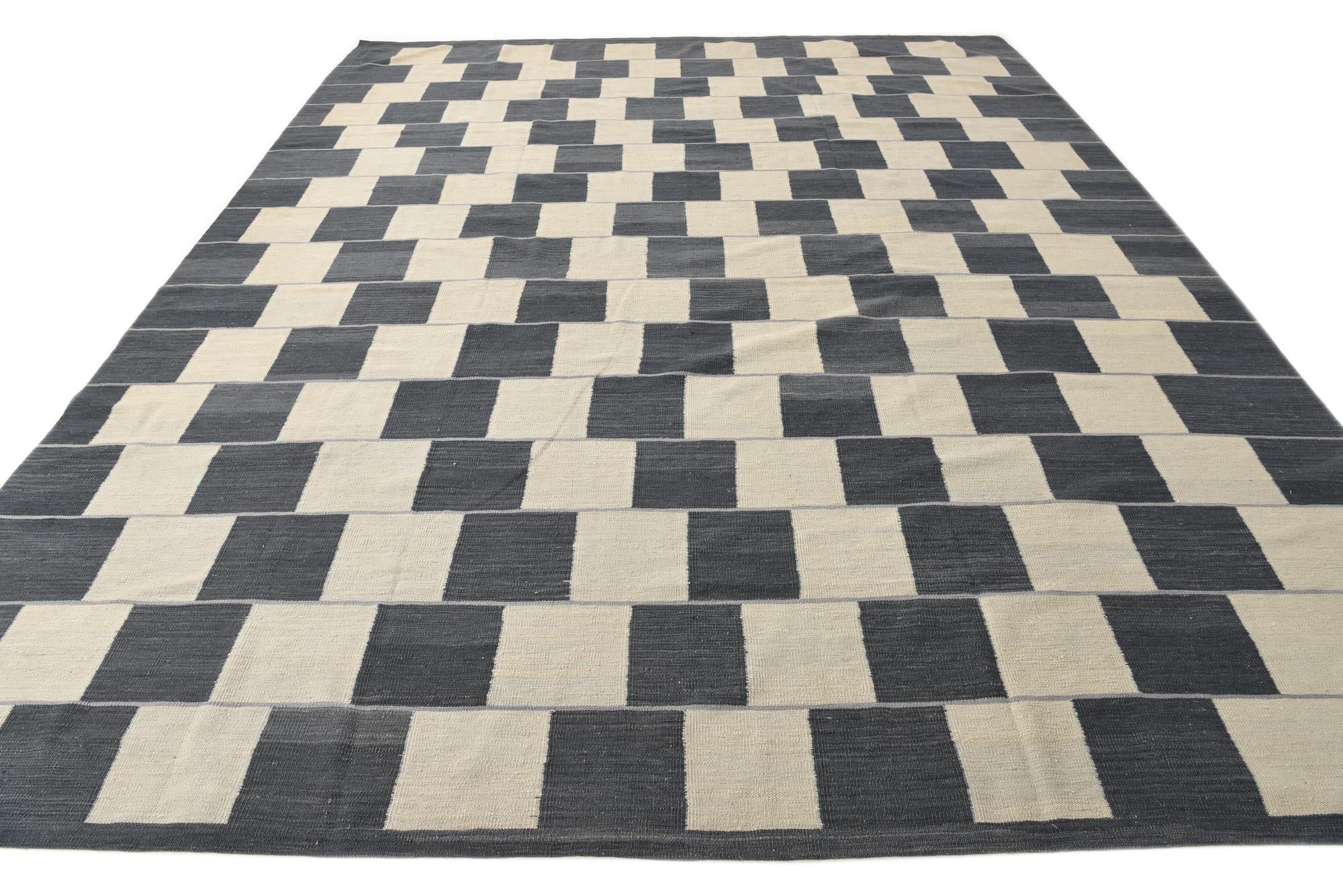 10' 3 x 12' 11 Hand Woven Kilim Modern Wool Rug