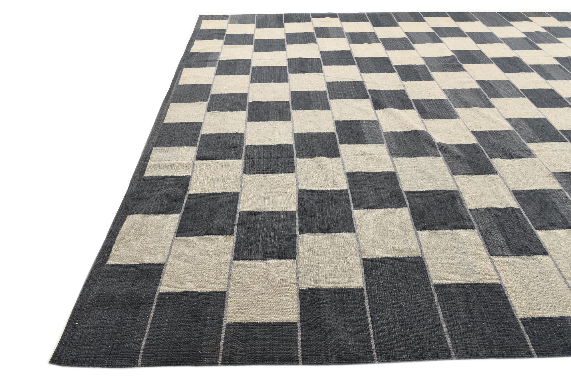 10' 3 x 12' 11 Hand Woven Kilim Modern Wool Rug
