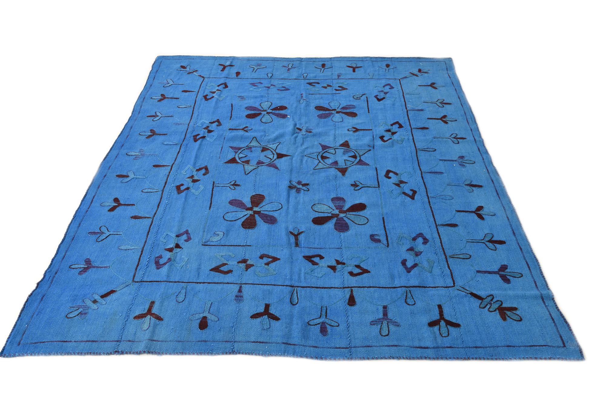6' x 7' 3 Hand Woven Kilim Modern Wool Rug