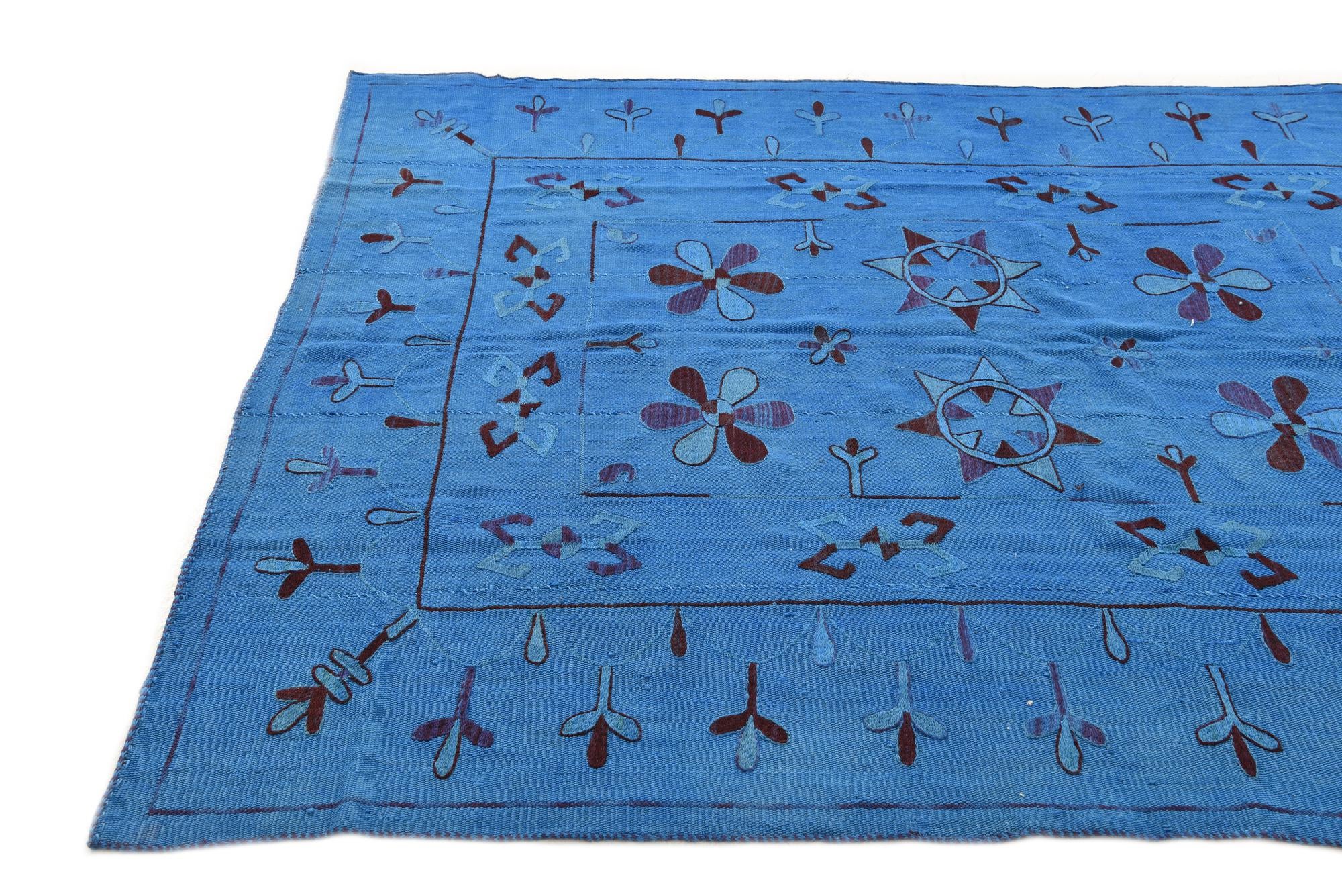 6' x 7' 3 Hand Woven Kilim Modern Wool Rug