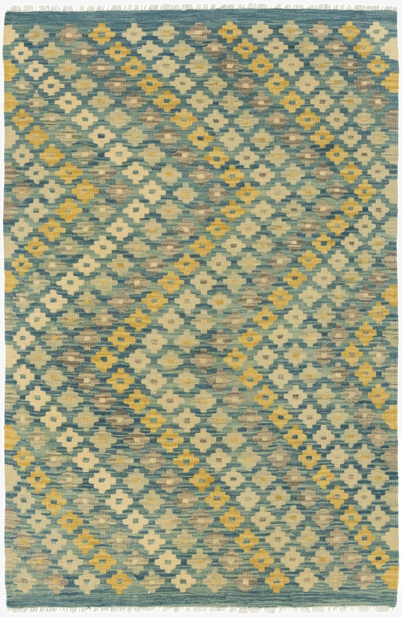 3' 4 x 5'  Hand Woven Kilim Modern Wool Rug