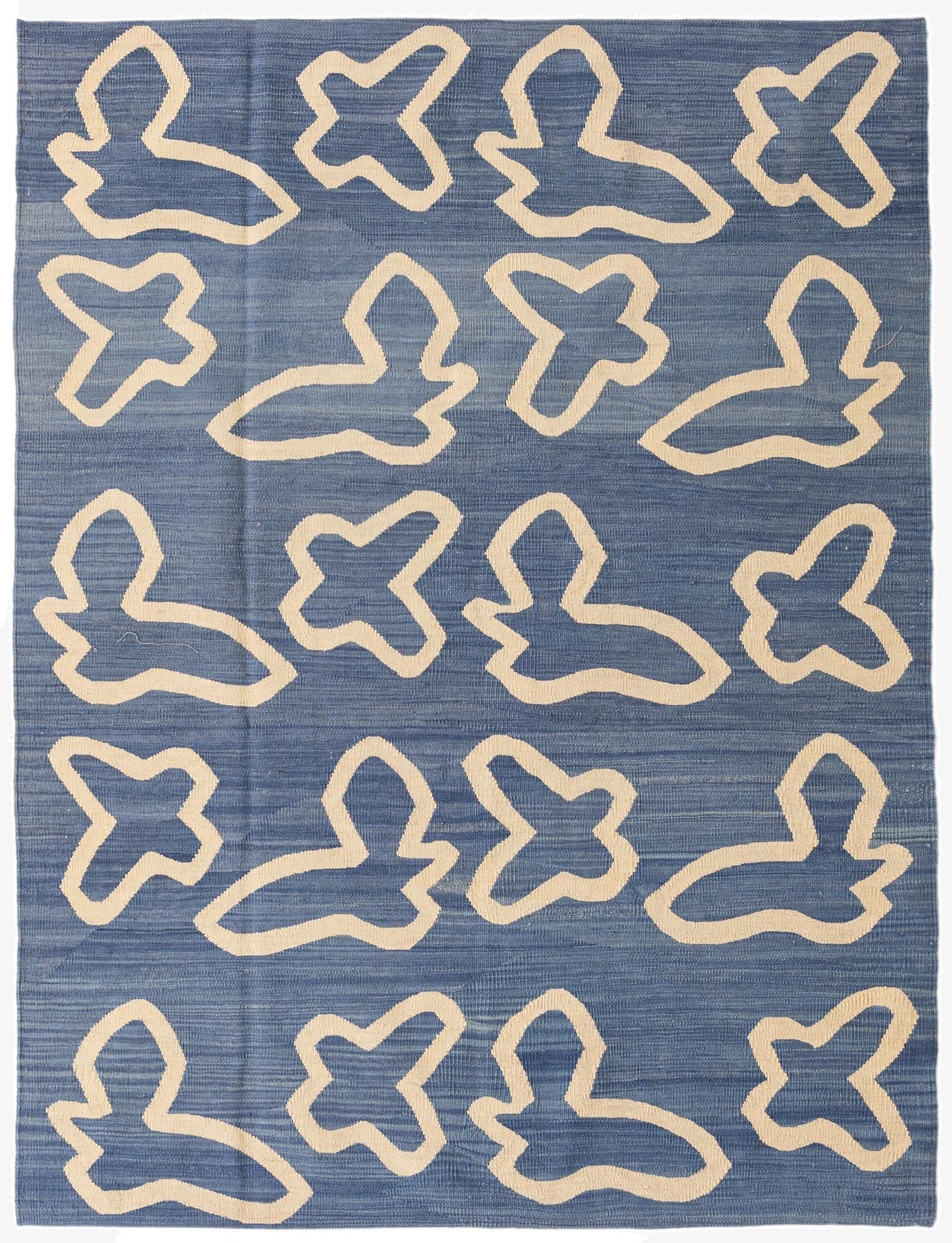 5' x 6' 7  Hand Woven Kilim Modern Wool Rug