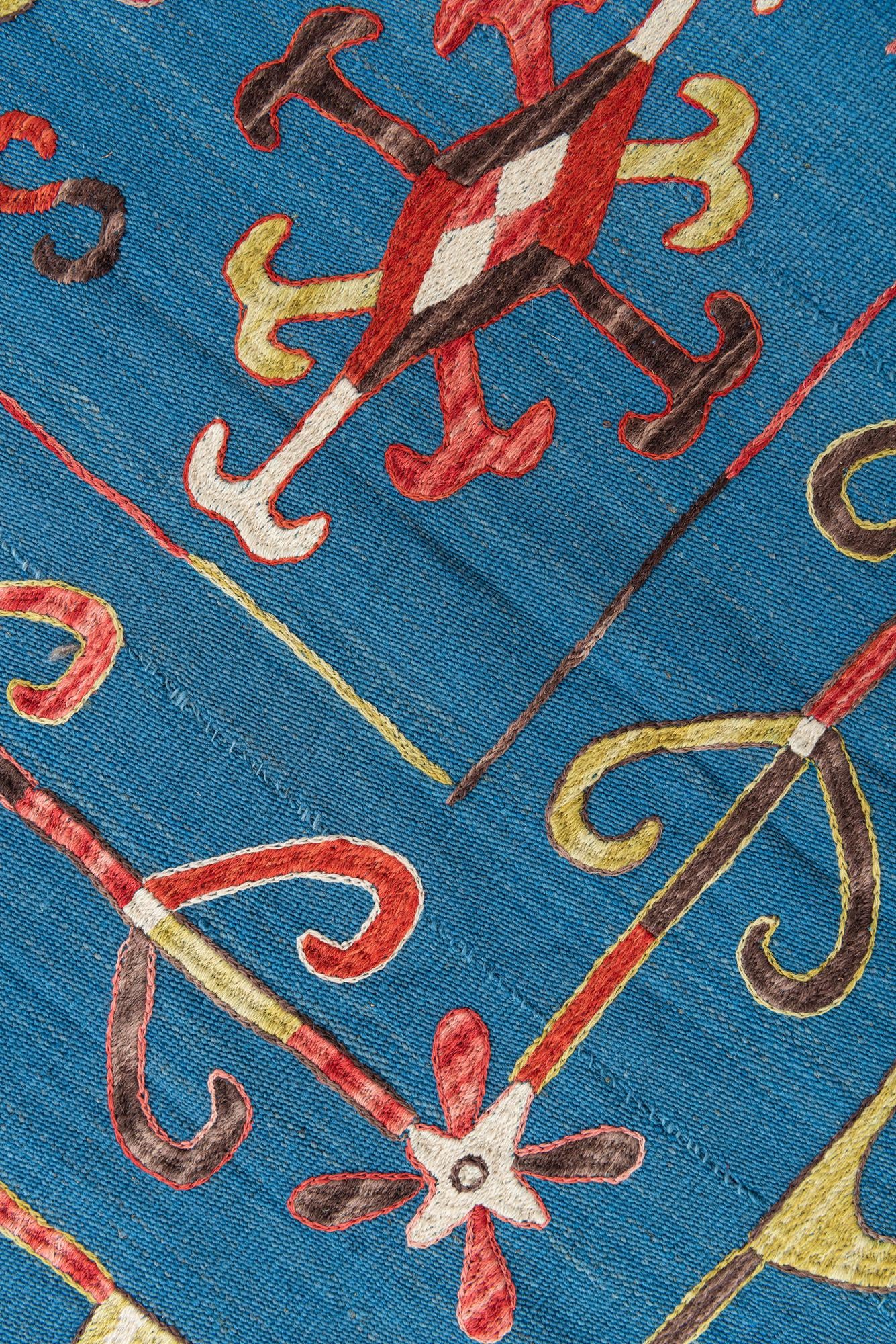 5' 9 x 7' 1 Hand Woven Kilim Suzani Wool Rug