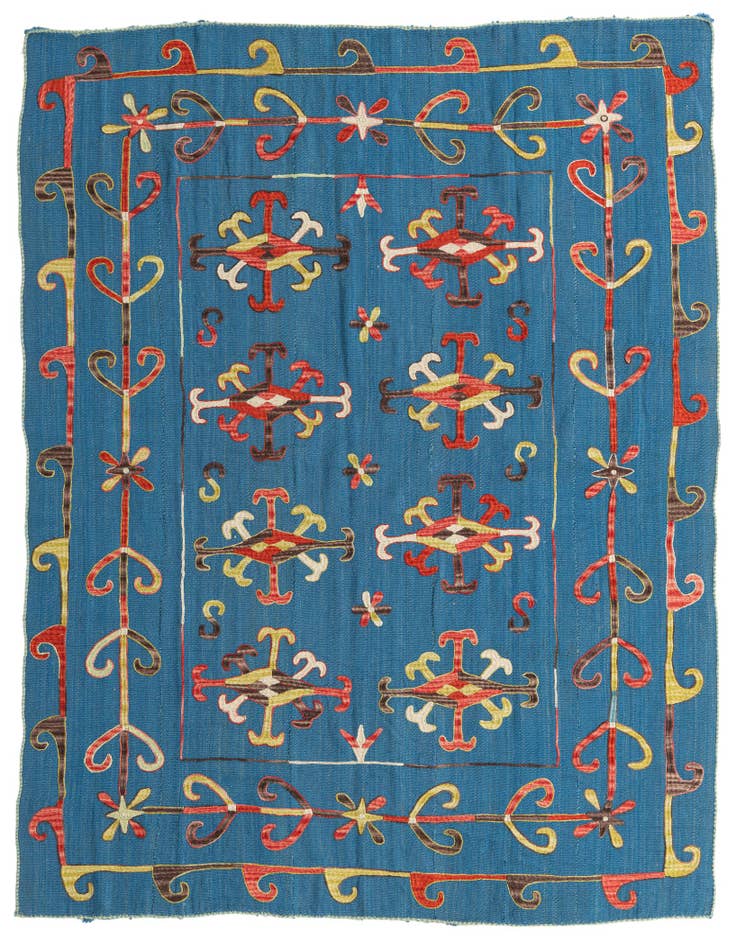 Detail image of 5' 9 x 7' 1 Hand Woven Kilim Suzani Wool Rug