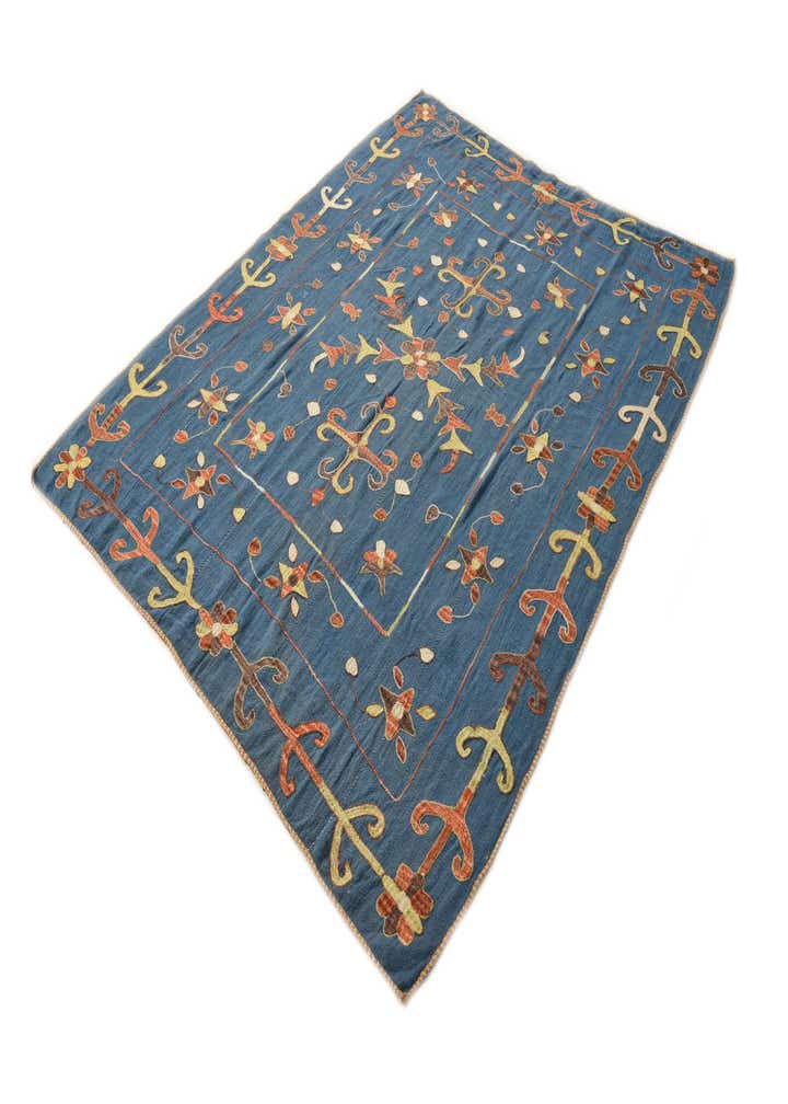 5' 10 x 7' 7 Hand Woven Kilim Suzani Wool Rug