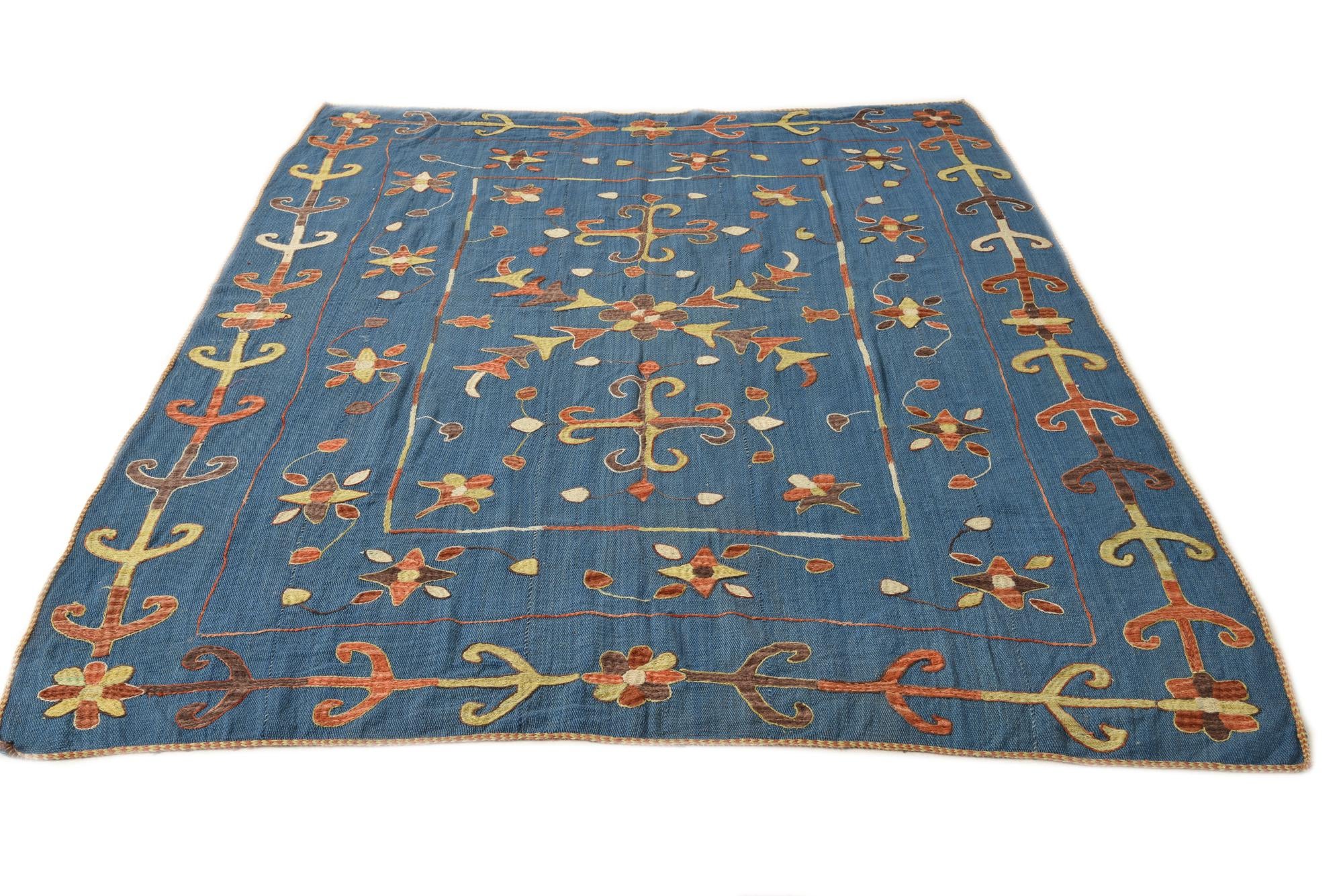 5' 10 x 7' 7 Hand Woven Kilim Suzani Wool Rug