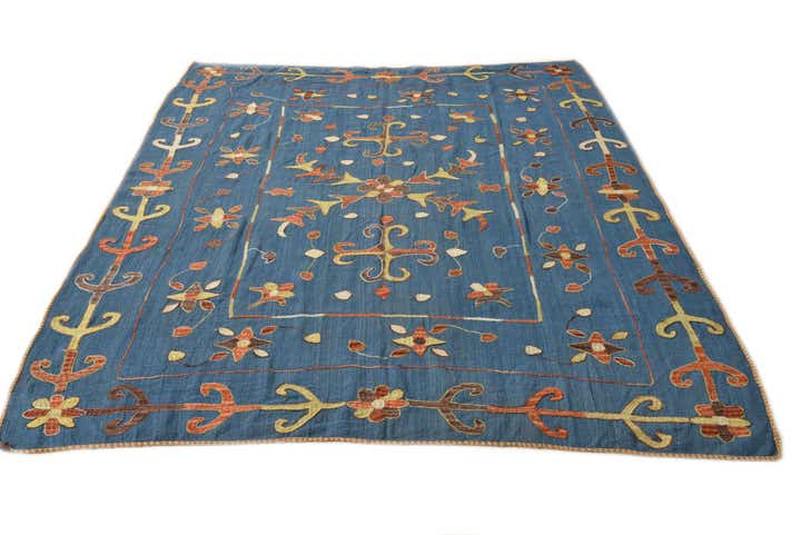 5' 10 x 7' 7 Hand Woven Kilim Suzani Wool Rug