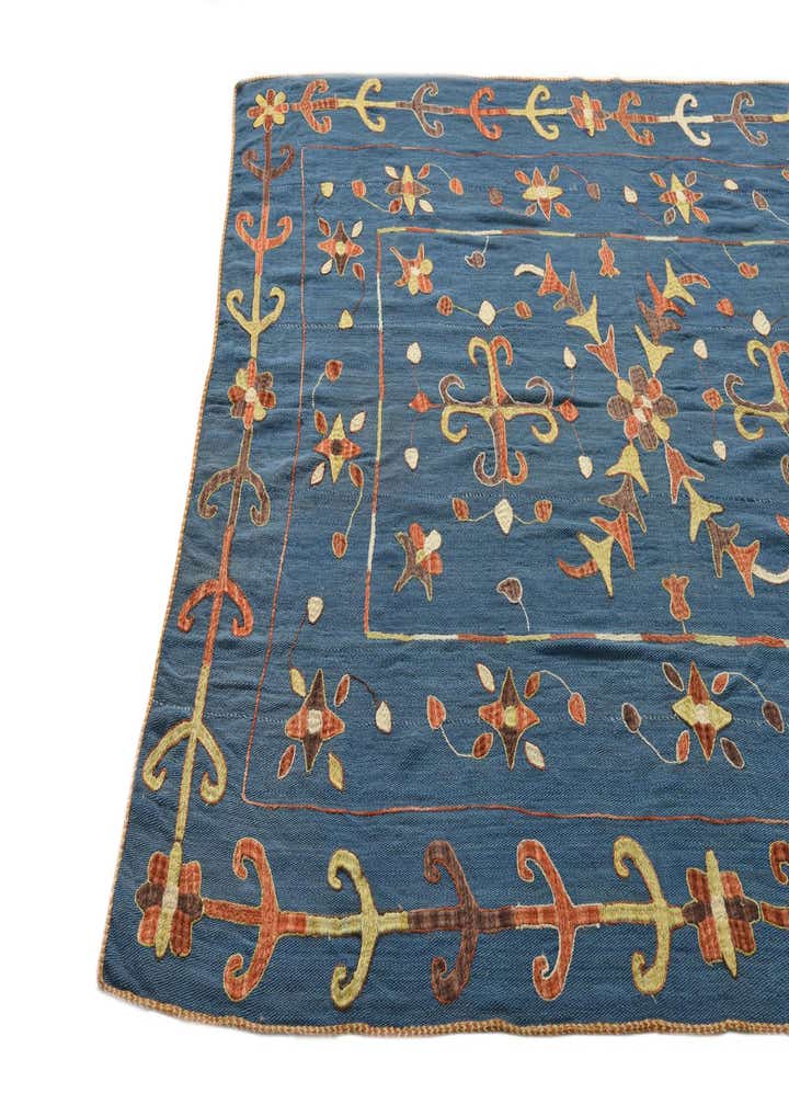 5' 10 x 7' 7 Hand Woven Kilim Suzani Wool Rug