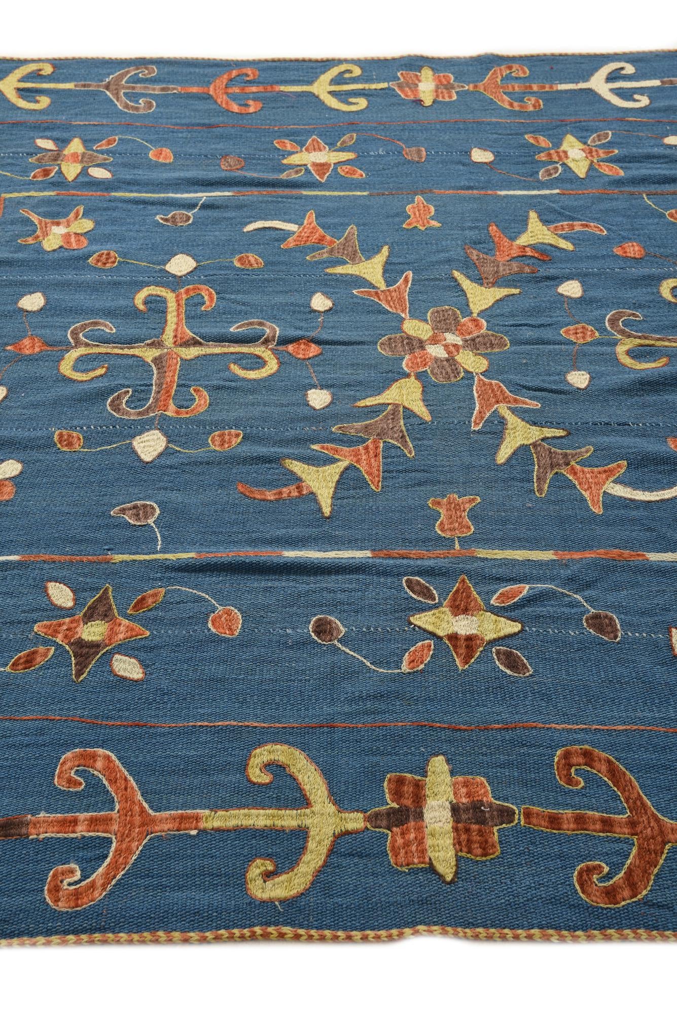 5' 10 x 7' 7 Hand Woven Kilim Suzani Wool Rug