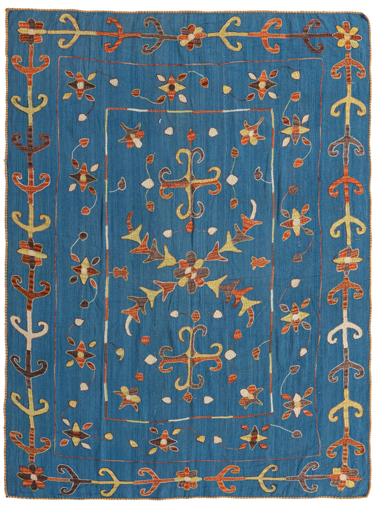5' 10 x 7' 7 Hand Woven Kilim Suzani Wool Rug