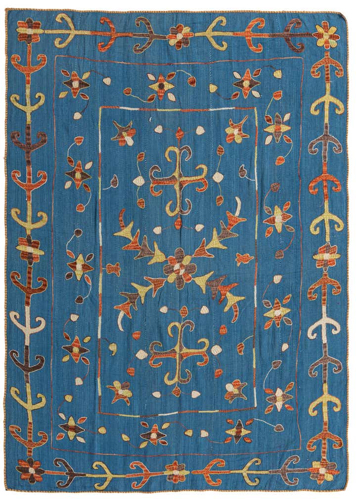 5' 10 x 7' 7 Hand Woven Kilim Suzani Wool Rug