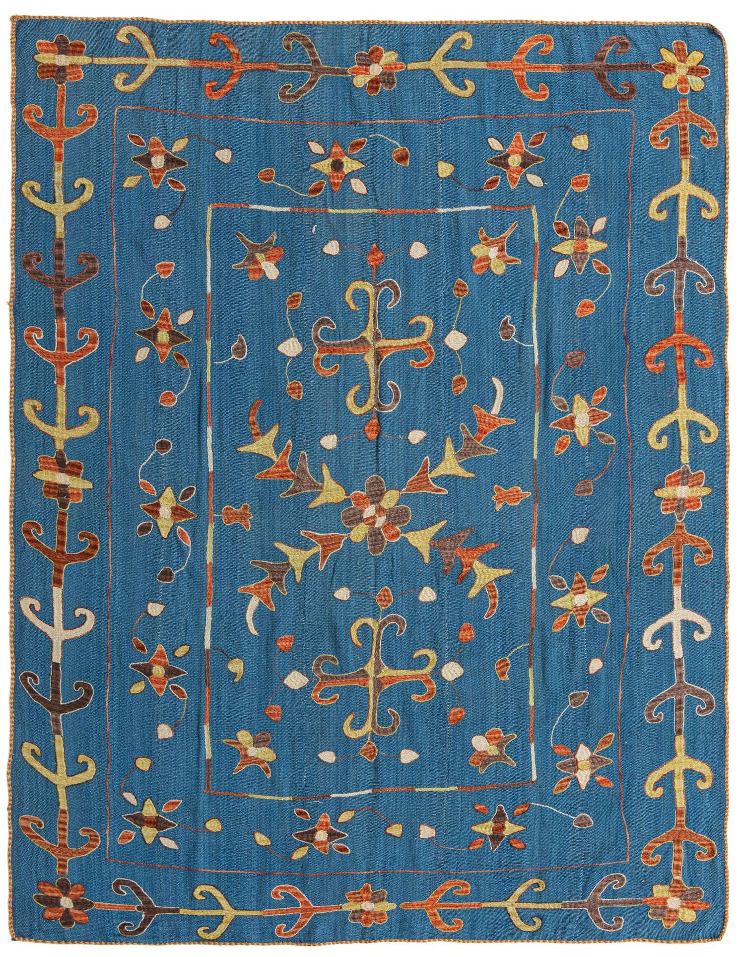 5' 10 x 7' 7 Hand Woven Kilim Suzani Wool Rug