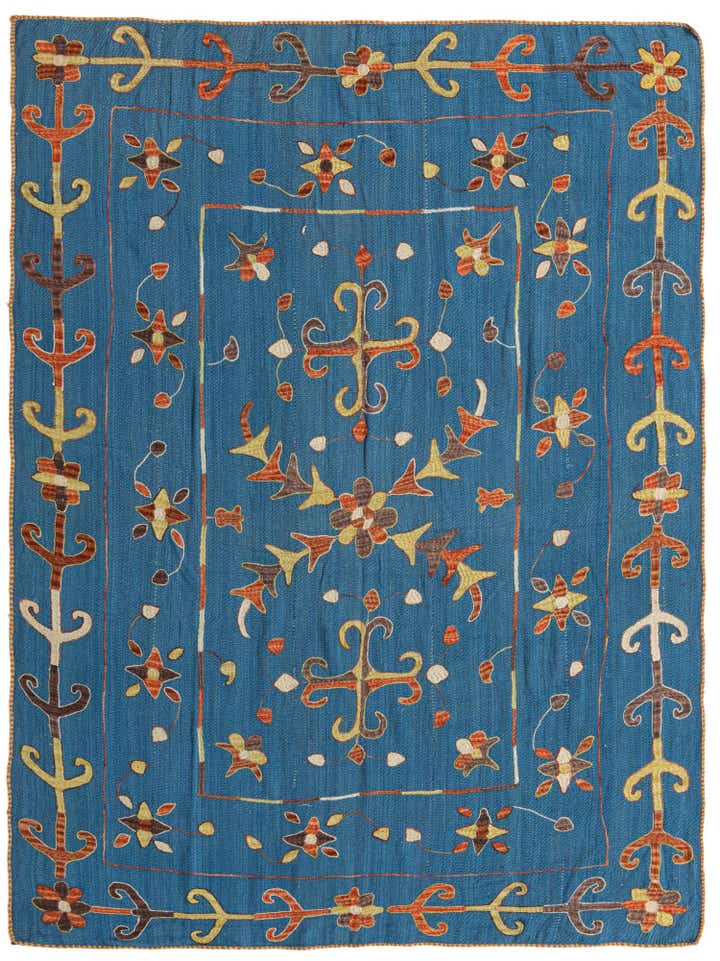 5' 10 x 7' 7 Hand Woven Kilim Suzani Wool Rug
