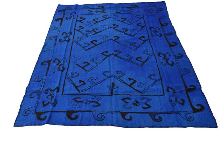 4' 8 x 6' 7 Hand Woven Kilim Suzani Wool Rug